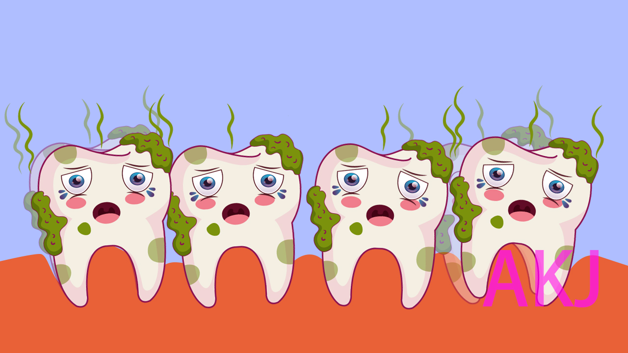 食物殘渣，牙齒清潔不好